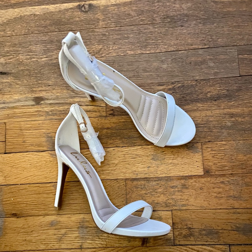 Lulus Loveliness White Ankle Strap Heels